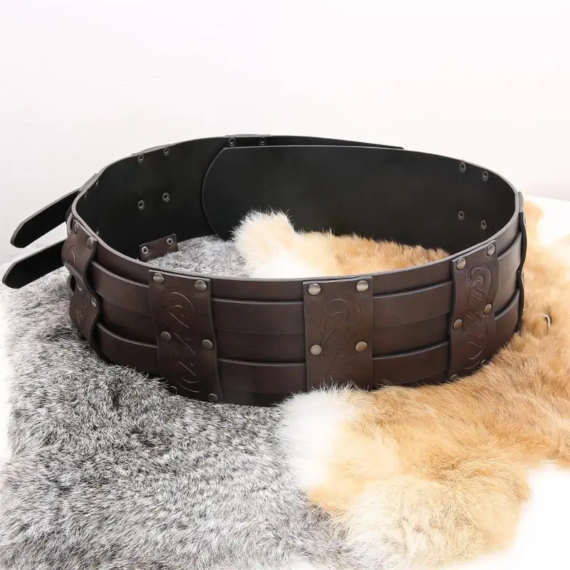 

P9FE Ларп Ремень Коричневый Тисненый Ремень Косплей Индустриальный Возраст Косплей для Костюма