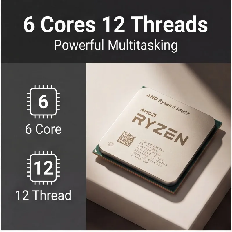 R5 5600X Unlocked Desktop Processor Zen3 AM4 Socket Chip For Streaming 3A Game Computer Assembly view 6
