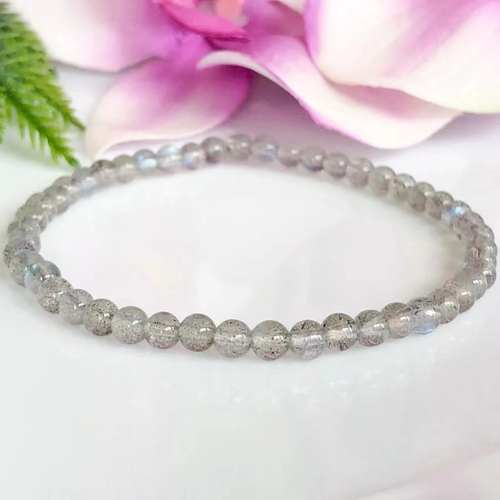 

MG1893 4 MM A Grade Labradorite Bracelet Womens Beaded Gemstone Energy Healing Crystals Jewelry