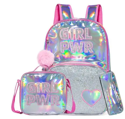 School Backpack and Lunch-Bag Set for Girls Preschool Elementary Bookbags for girl 3 in 1 School Bag with Lunch Bag Pencil Case