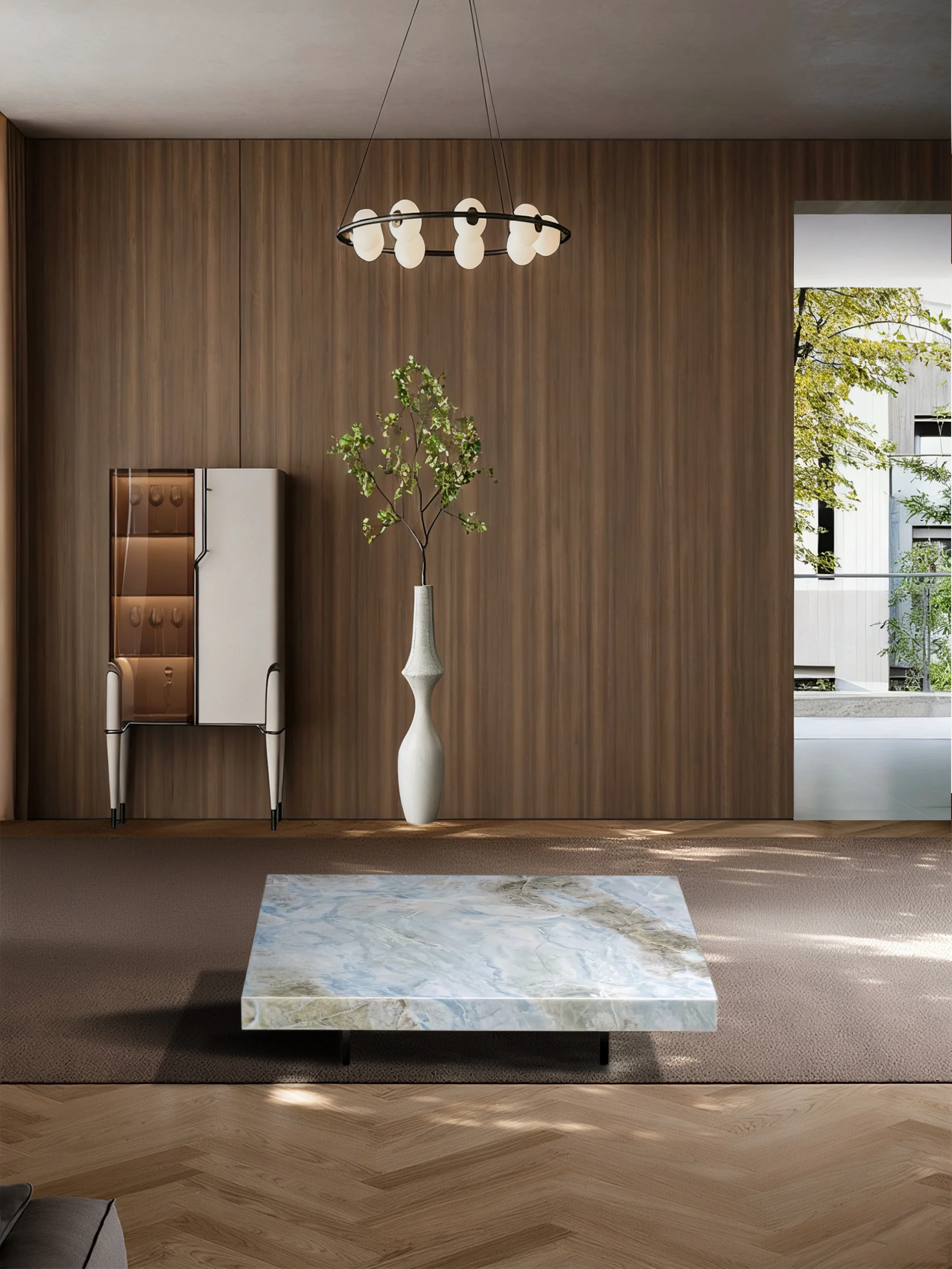 

AA Natural blue luxury stone dining table Italian minimalist light luxury home villa living room square coffee table