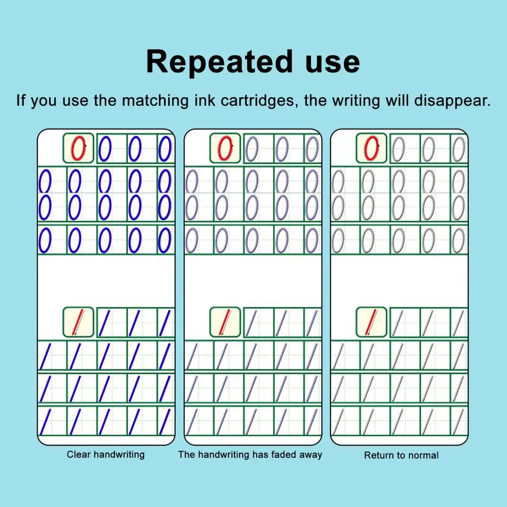Children Handwriting Workbook Reusable Handwriting Practice Workbooks for Kids with Pen Refills Pencil Gripper for Children