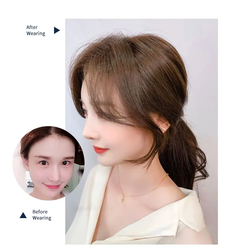 Seamless Natural Invisible Bangs Wig Traceless Bangs 100% Human Hair Female Figure-eight Bangs on Both Sides Wig Patch