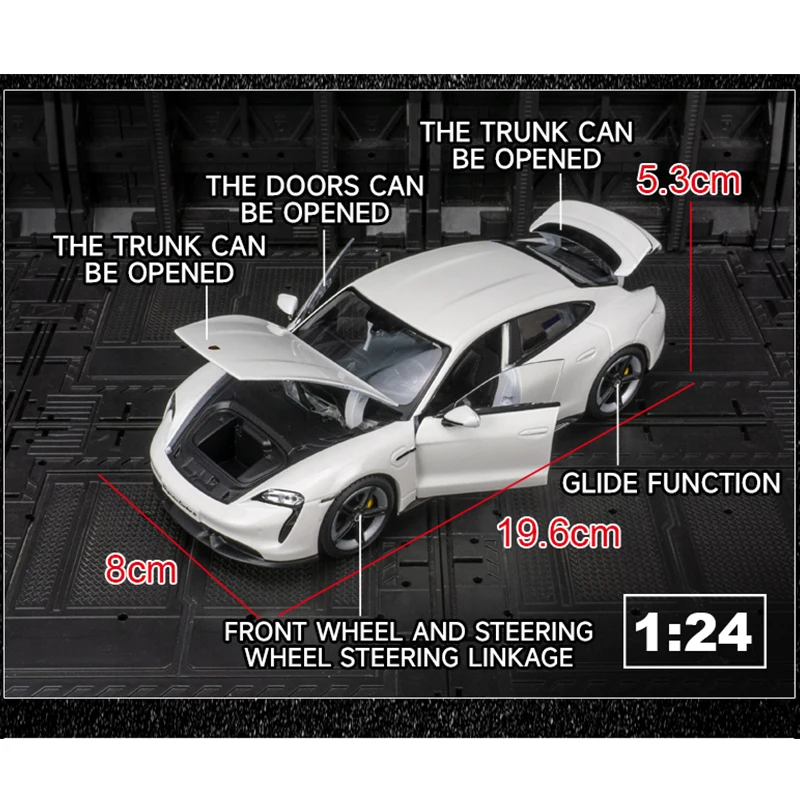 1:24 Diecast Alloy Model Car Miniature Porsche Taycan Electric Sports Car Metal Vehicle Collectible Gifts Boys Christmas Hottoys