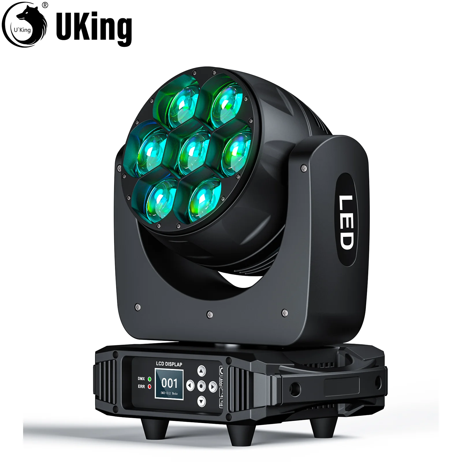 

U'King 350W Moving Head DJ Lights 7X40W LEDs RGBW BEE'S EYE Wash Zoom Stage Lights For Nightclub DJ Disco Party