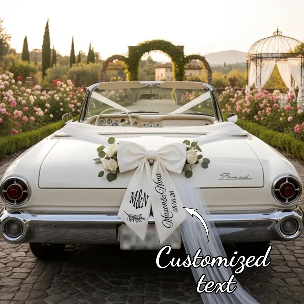 Custom Wedding Car Butterfly Decoration Personalized Wedding Day Wedding Car Bow Happy Newlyweds Luxury Bow Custom Bow&Ribbon