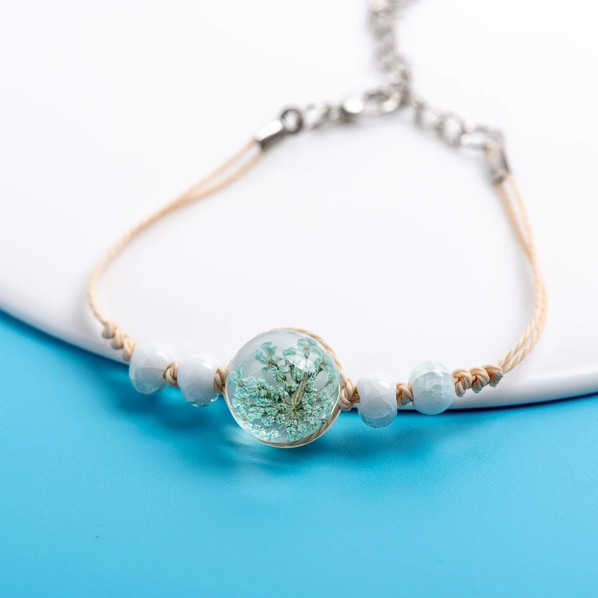 Crystal Transparency Flower Charms Bracelets Original jewelry Glass Ball Chain & link bracelet Jewelry & Accessories #EZ418