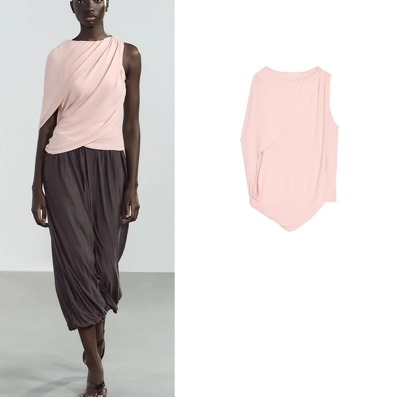 

Ele Off-oulder Cape Sle Svel round Ne Top Polyester Fiber 2025 Spring Commute Loose Fit Pure Color irt