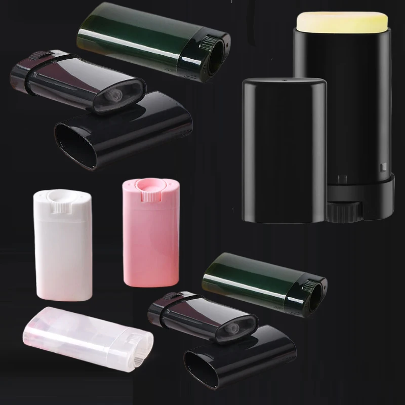 

100Items 15ml Empty Oval Lip Balm Tubes Plastic Twist-Up Deodarant Bottle Empty Travel Sample Containers For DIY Solid Cosmetics