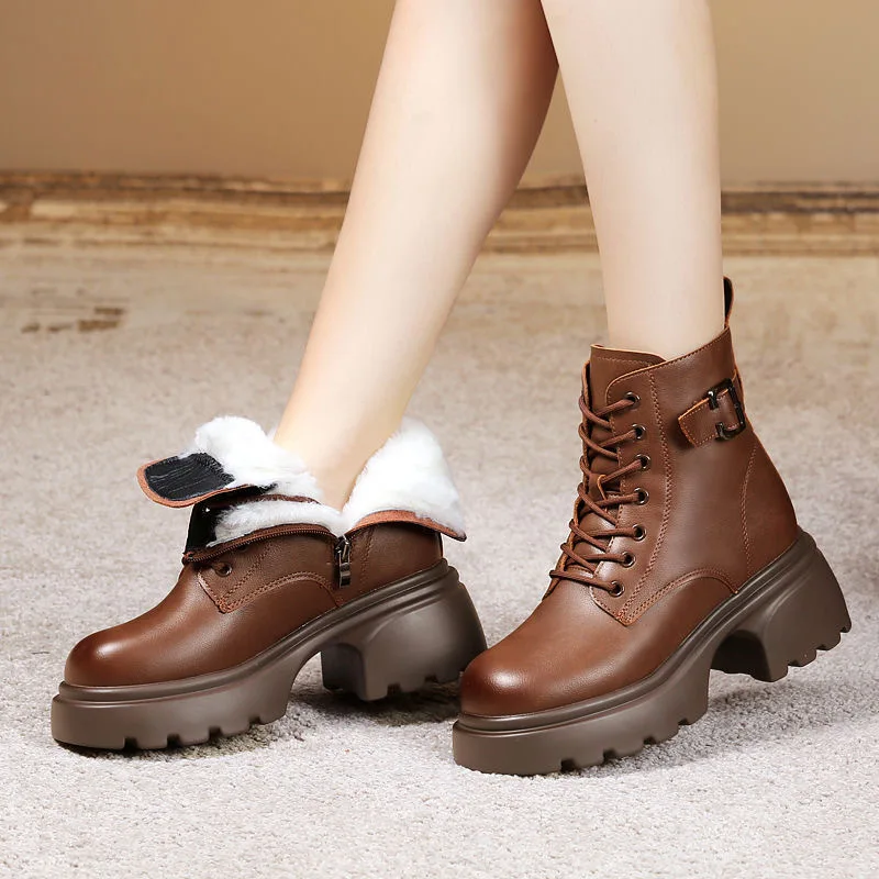 

Snow boots for women in winter 2025 sheep thick soled short boots with plush insulation cotton shoes for women
