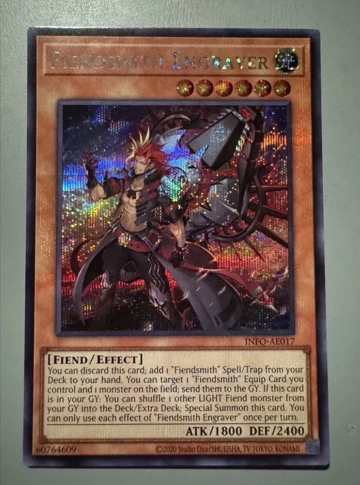 Yugioh KONAMI Duel Monsters INFO-AE017 Fiendsmith Engraver Secret Rare Asian English Collection Mint Card