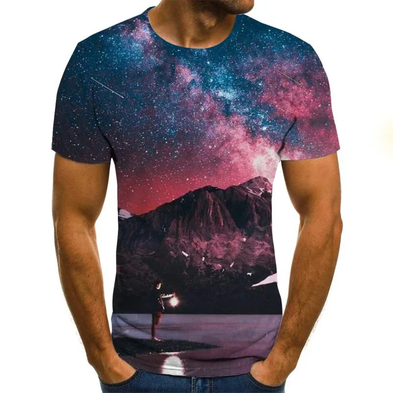 

3D Graphics T-shirt Casual Harajuku Tops Summer Fashion Round Neck Shirt Plus Size Streetwear Natural Wind Series Men's T-shirt