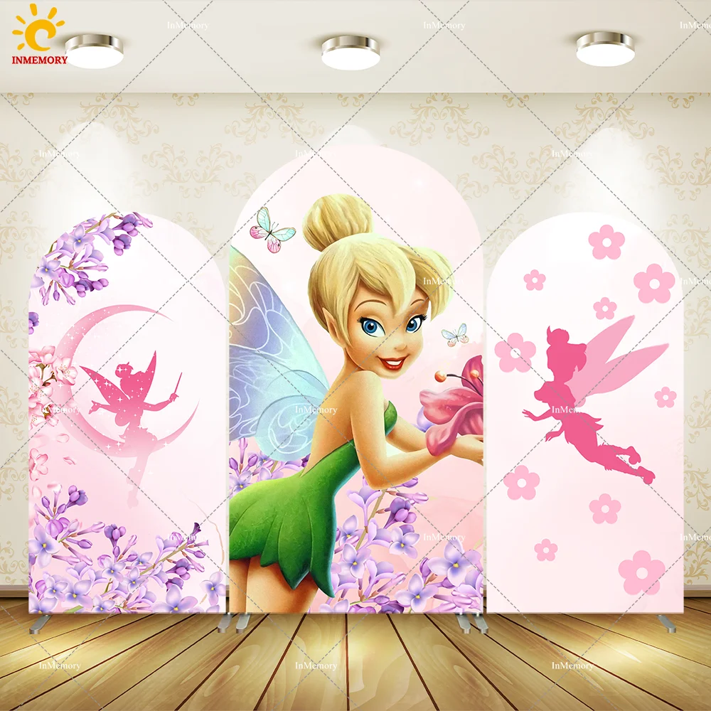 Fada princesa arco pano de fundo para tinker bell tema festa de aniversário parede atrevida tinkerbell tema festa bolo mesa decoração banner