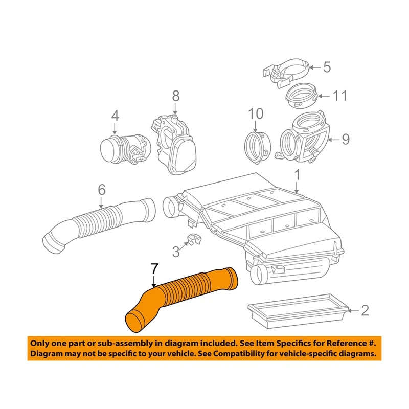 Left Driver Side Engine Air Intake Hoses For 00-06 Mercedes-Benz C215 W220 CL500 S430 S500 1130942782