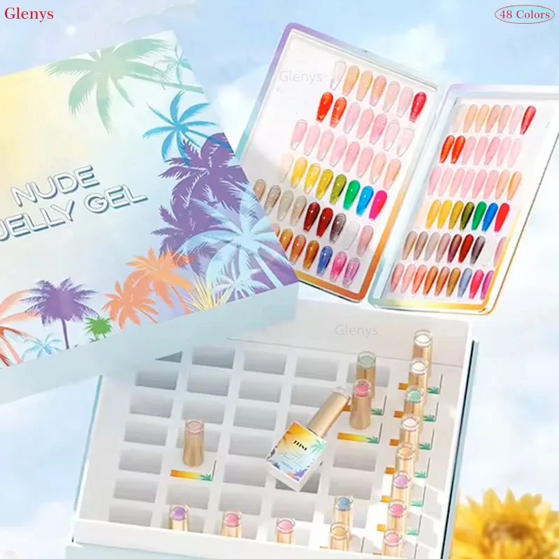 Glenys 48 สีเล็บเจลเครือข่ายทั้งหมดยอดนิยมขั้นสูงกึ่งถาวรแช่เจลเล็บ Salon Nail Art Clearcoat ชุด