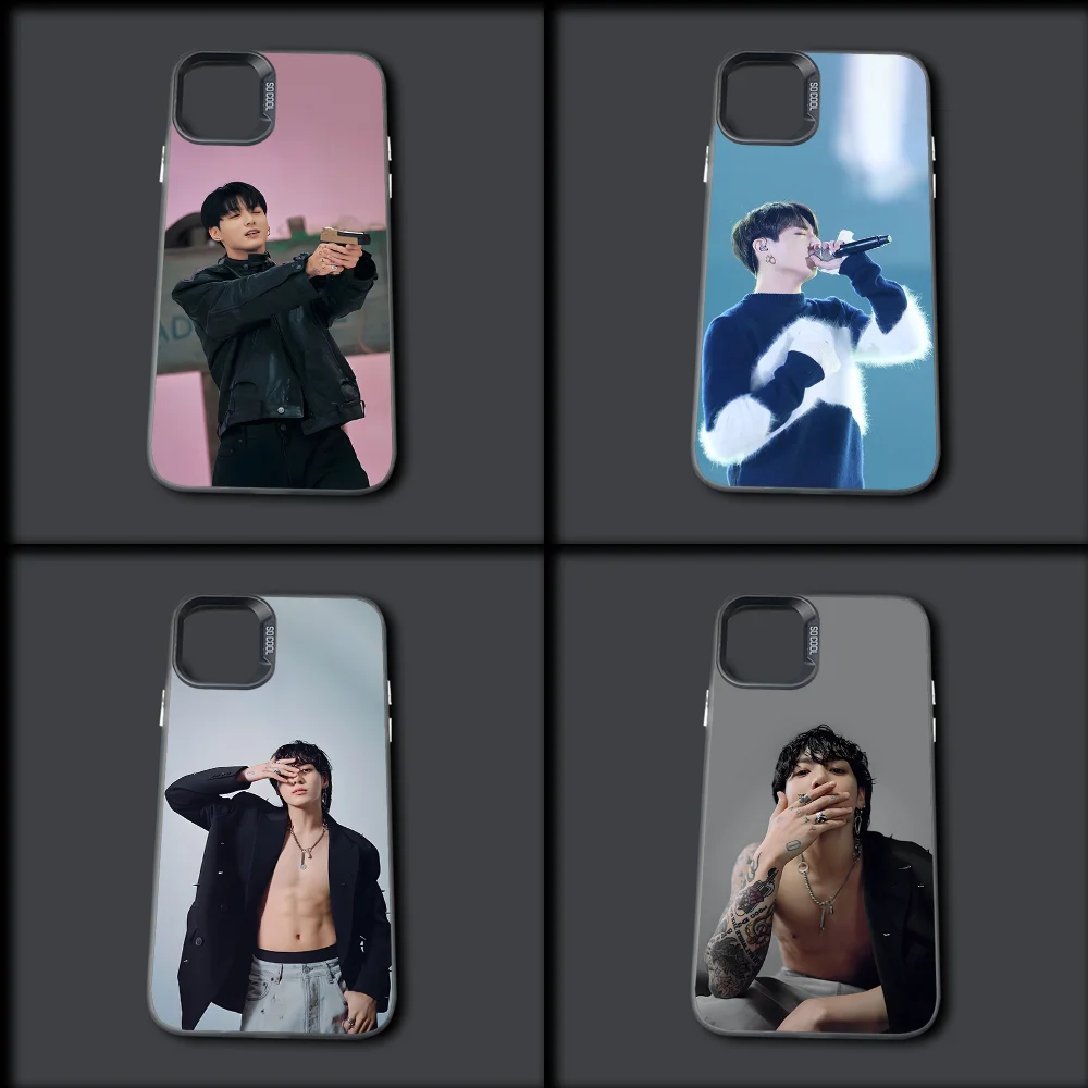 Singer J-JungKookS-S Phone Case For iPhone 16,15,14,13,12,11,Mini,Pro,MAX Gray Drop Matte Shockproof Soft Cover