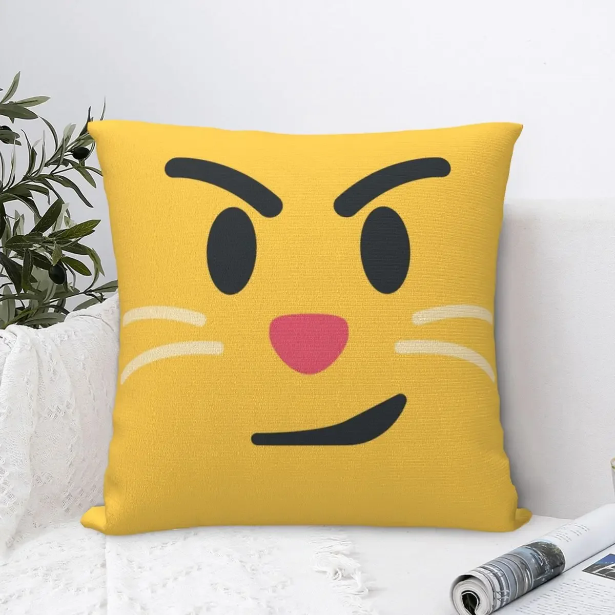 Smirking Cat Face Square Pillowcase Cushion Cover Comfort Pillow Case Polyester Throw Pillow cover For Home Bedroom Car