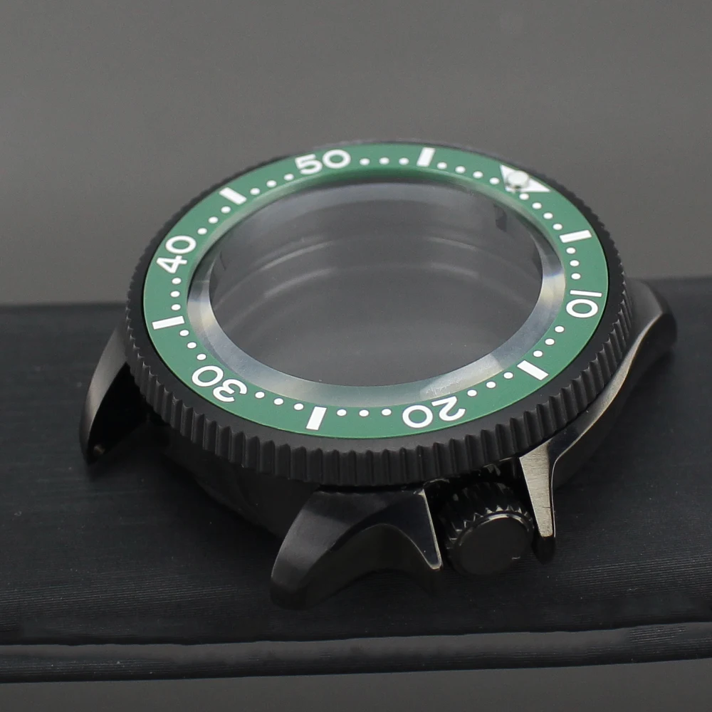 Zwart PVD 38 mm 316L roestvrijstalen horlogekast keramische bezel saffierkristal voor NH35 NH36 4R35 4R36 automatisch uurwerk 28,5 mm