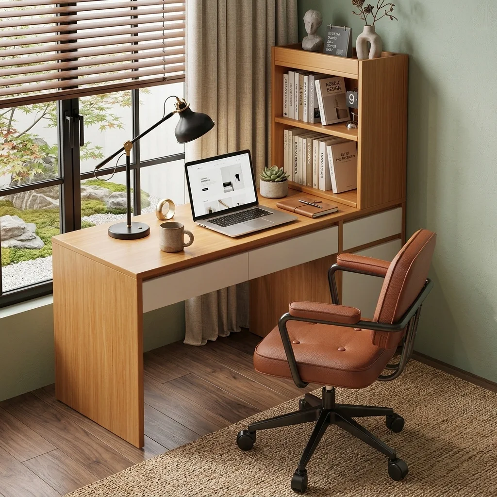 Desk bookshelf integrated household bedroom corner computer table simple table student study desk writing table splicing