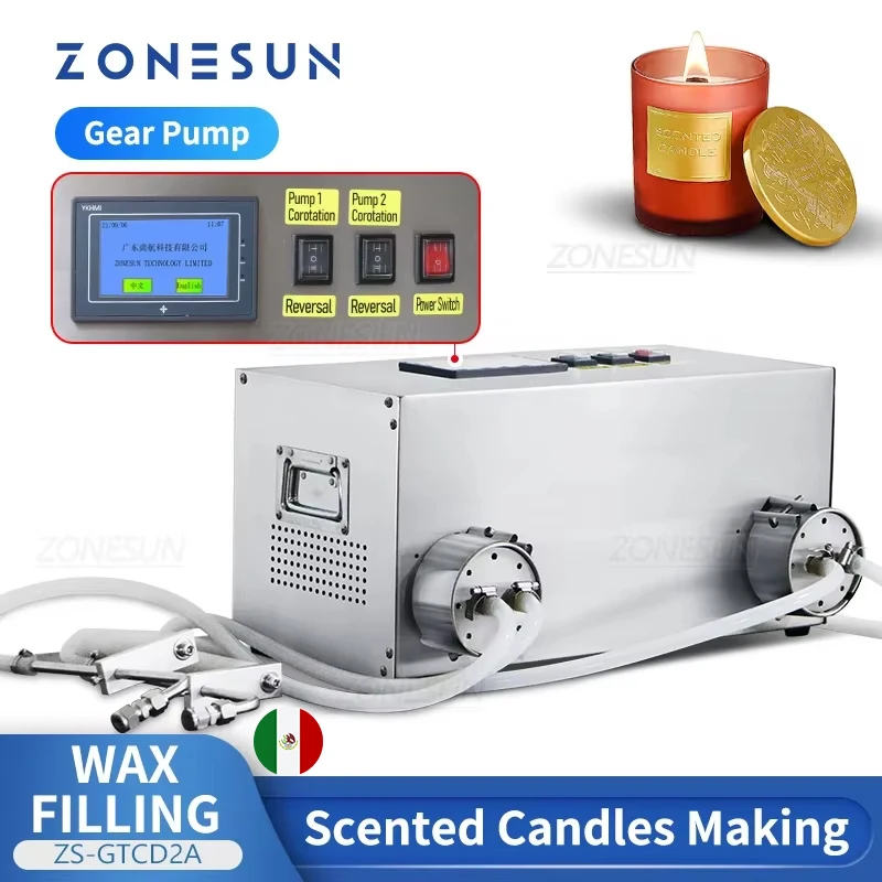 ZONESUN Wax Filling Machine Gear Pump Tea Light Hot Paraffin Paste Candle Making Polish Models Equipment ZS-GTCD2A