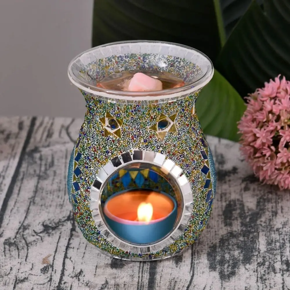 Mosaic Glass Aroma Candle Holder Durable Colorful Incense Aromatherapy Oil Diffuser Romantic Classic Fragrance Warmer Tealight