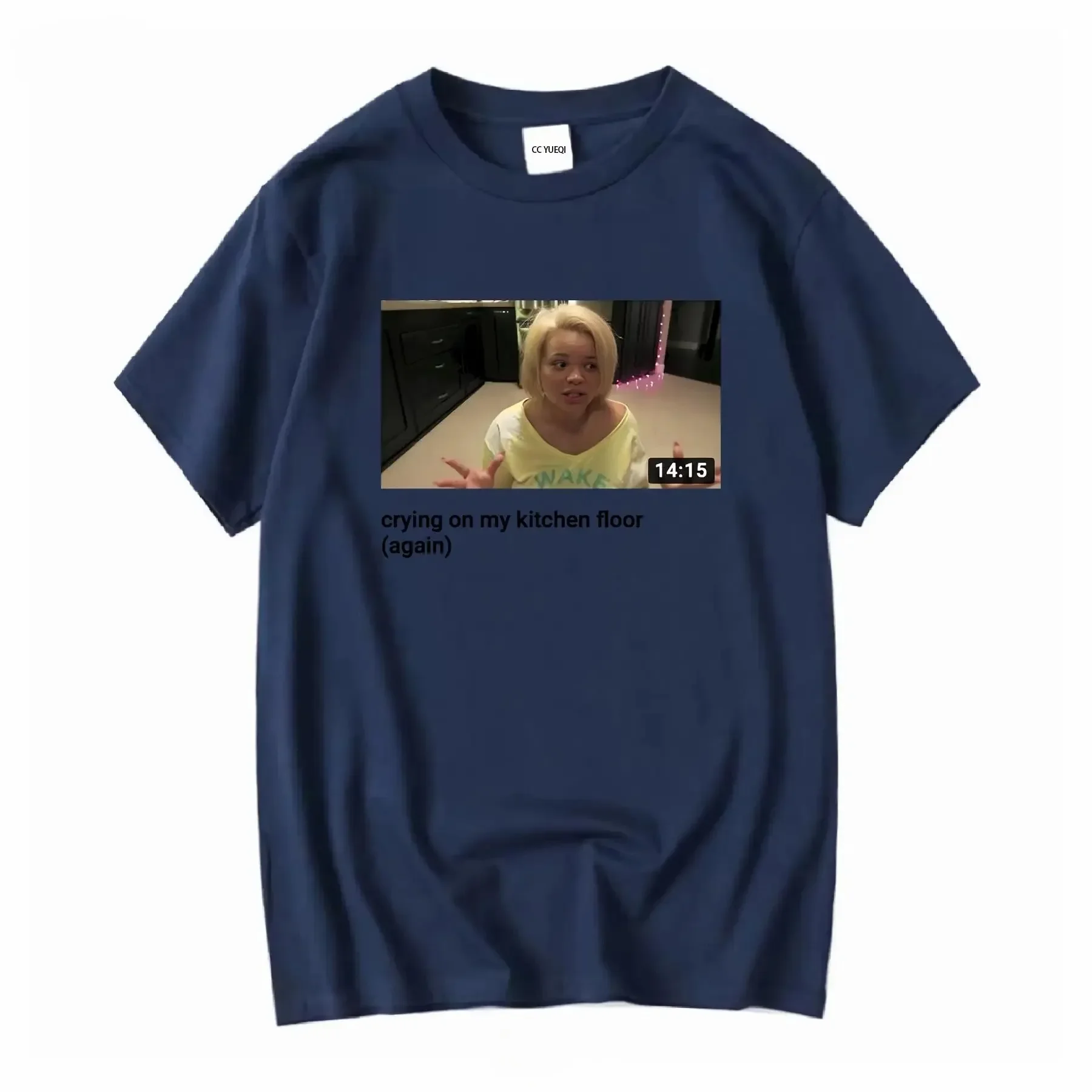 White T shirt iconic Trisha pastas YouTube video crying on kitchen floor long or short sleeves  homme Unisex