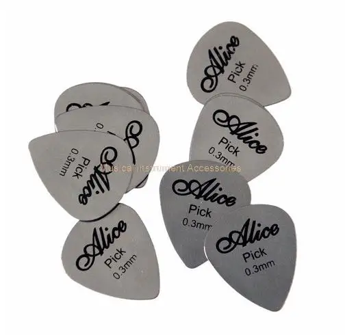 5 Piece Pack Alice Metal Guitar Pick 0.3mm Thin And Durable Silver Professional Bass Guitar Pick Stainless Steel Drop-Shaped