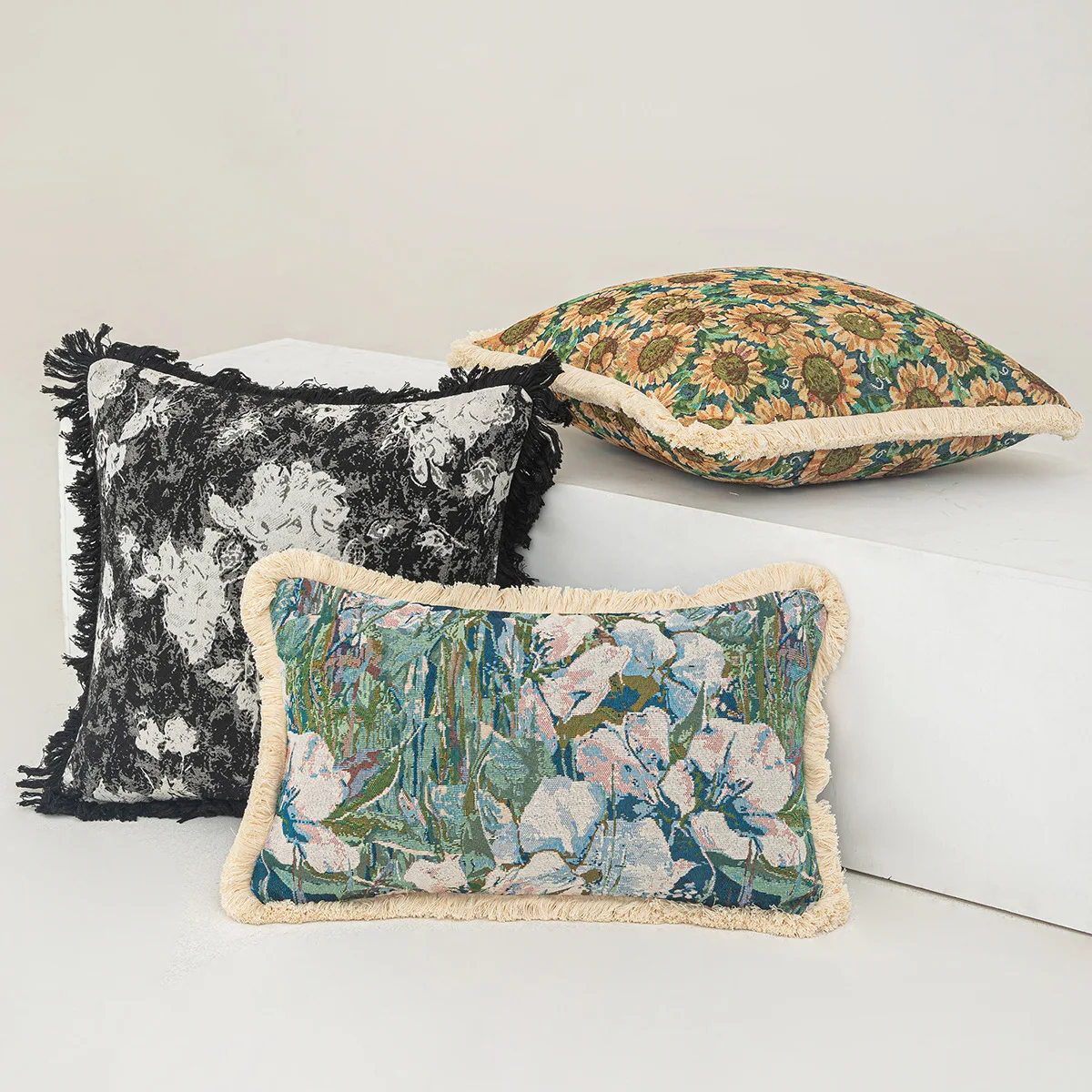 

Европейская классическая жаккардовая наволочка, картина маслом, стиль подсолнечника, бахрома, поясная наволочка, подушка для гостиной, дивана