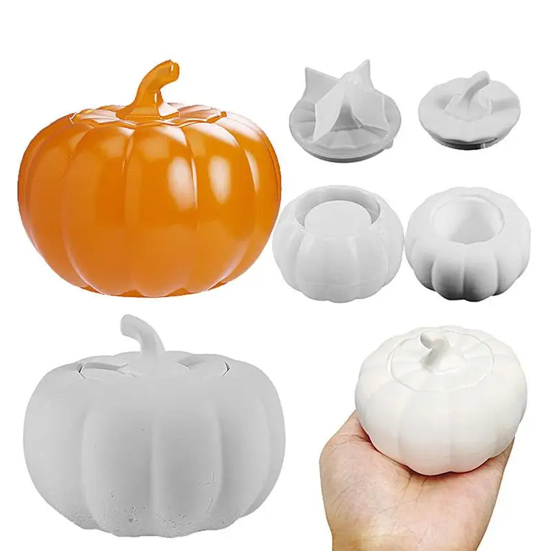 Halloween Pumpkin Silicone Mold Easy to Release Pumpkin House Storage Candy Box Epoxy Resin Casting Mold with Lid