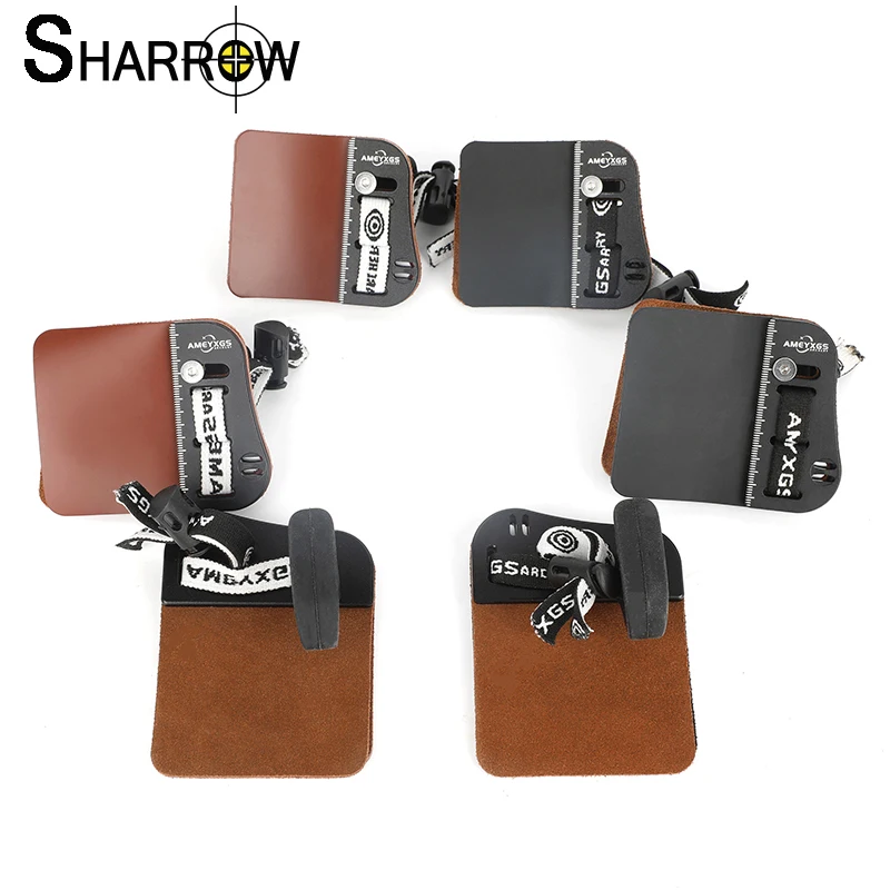 

Archery Finger Guard Left/Right Hand S/M/L-Size Fingers Protector Cowhide Leather + Alloy Plate Adjustable for Bow Protection