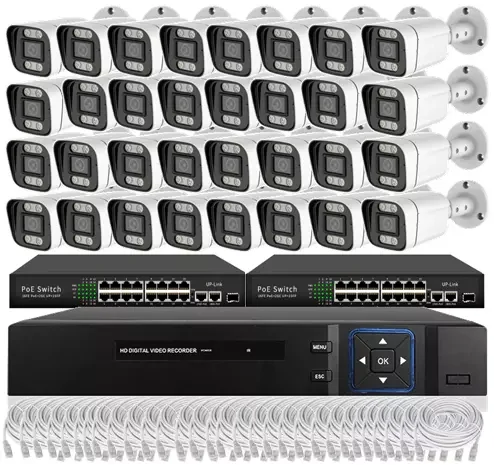 Xmeye Nvr Camera 32 Channel IP 8MP 4K POE IMX415 Security Alarm AI Technology IR Distance With Voice Recording System