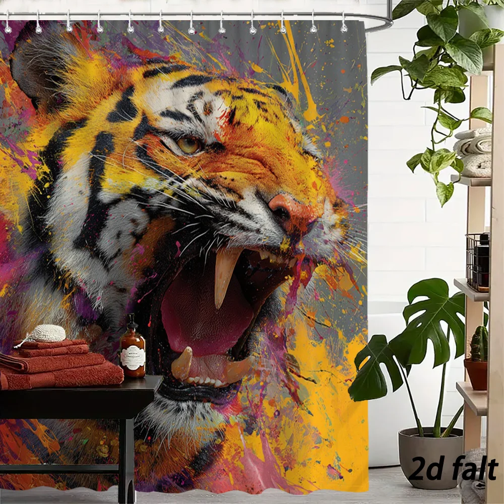Vivid Splatter Paint Art Roaring Tiger Portrait Bold Multicolor Splash Background Flannel Blanket Cozy Soft Warm Throw Bed Cover