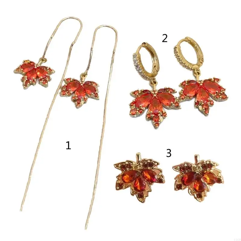 

D5QB Maple Leaf Earrings for Women Personality Ear Adorments Wedding Party Jewelry