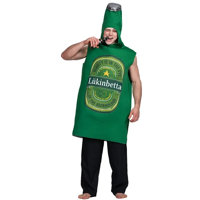 Grappig Volwassen Bier Kostuum Unisex Spons Whisky Rum Fles Jurk Verjaardagsfeestje Halloween Jumpsuit Festival Purim Cosplay