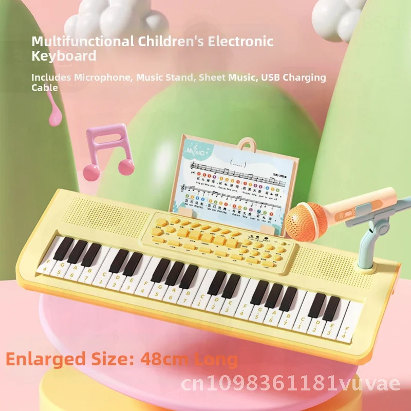 لعبة الجهاز الإلكتروني متعددة الوظائف للأطفال مع ميكروفون، آلة موسيقية للمبتدئين في البيانو، تعليم موسيقى الطفل