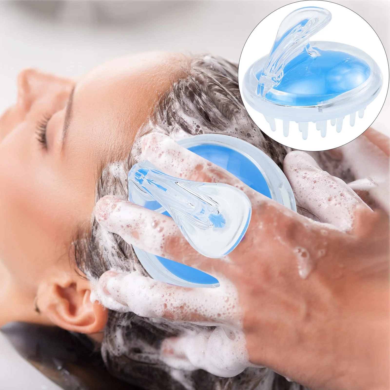 

Hair Scalp Brush Shampoo Brush Head Massage Bathing Tool For Dandruff Blood Circulation Deep Cleaning Exfoliating Shower