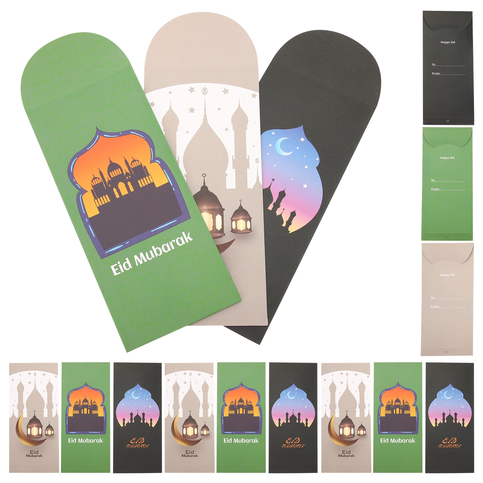 

18pcs Party Envelopes Eid Ramadan Greeting Cards Bag Blessing Paper Fine Colored Islam Graduation Decorative Unique Design