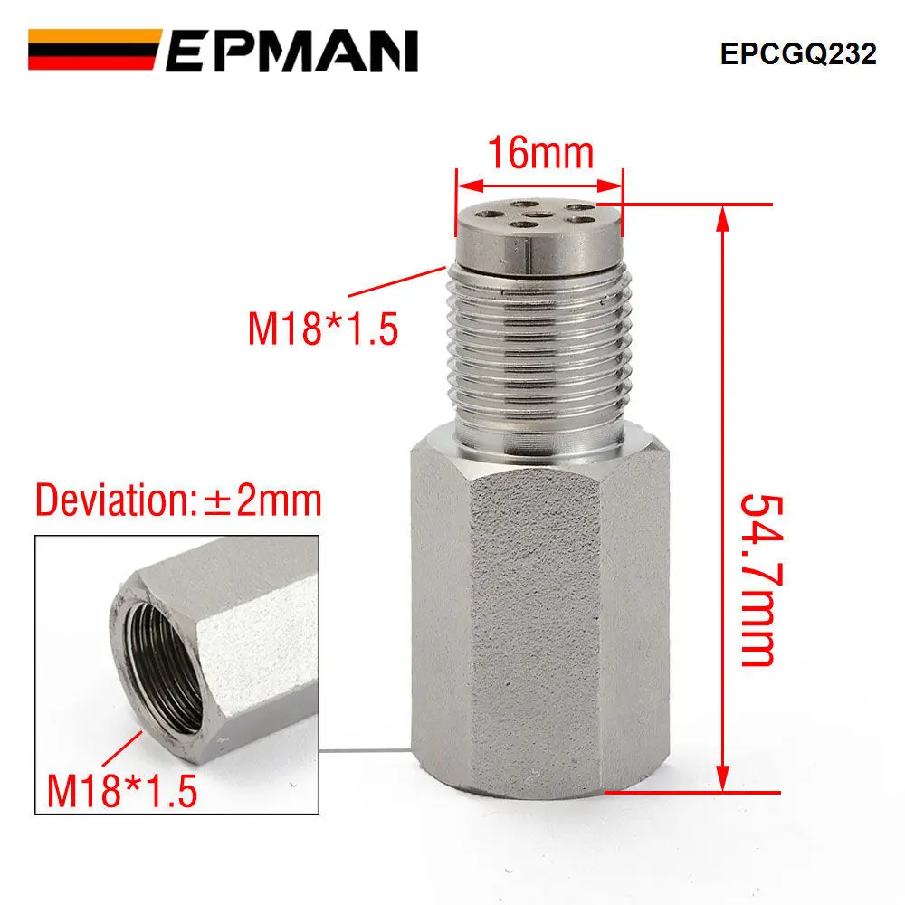 EPMAN O2 Oxygen Sensor Spacer M18x1.5mm Engine Adapter Bung Catalytic Hot Converter 02 Diagnostic Plug EPCGQ232