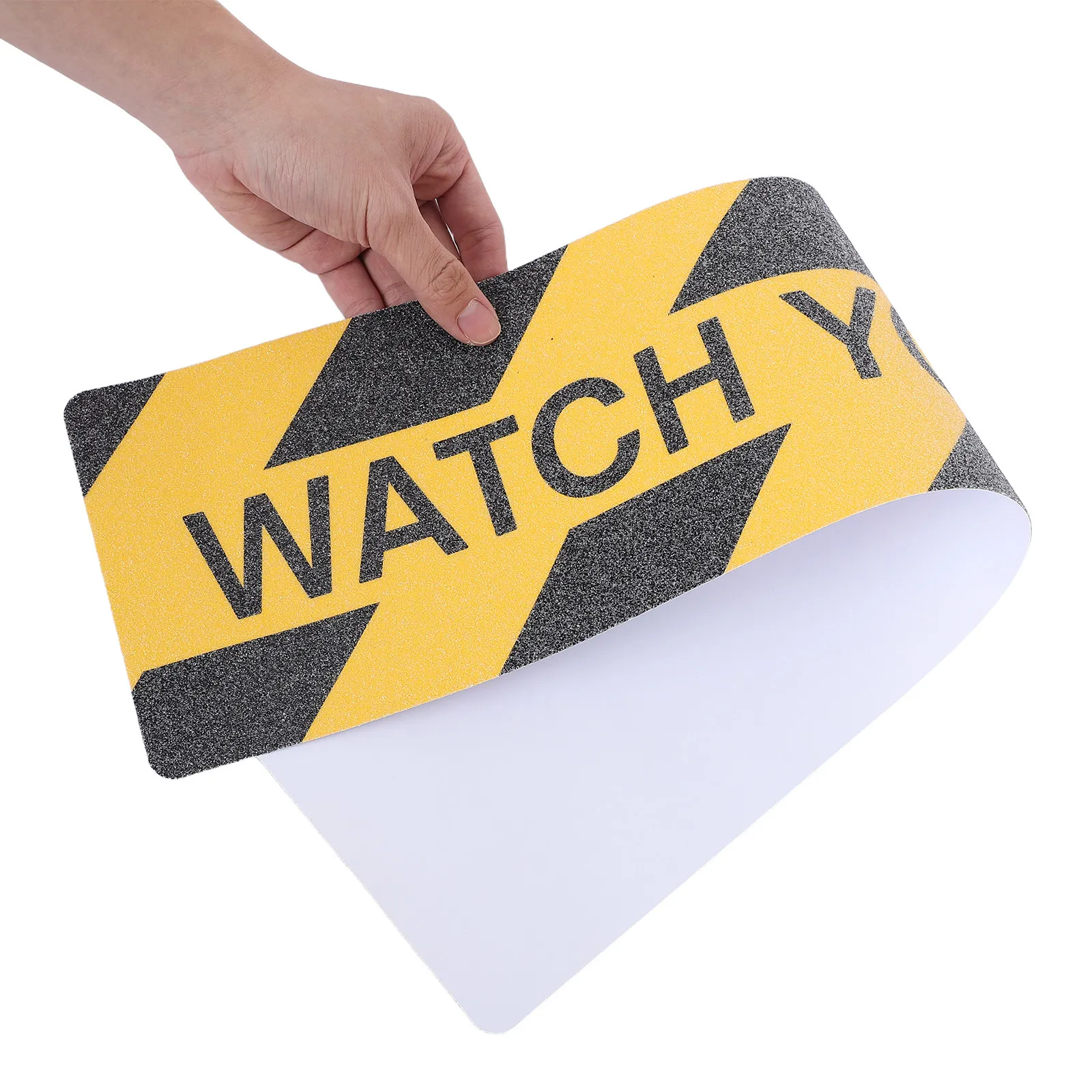 8Pcs Watch Your Step Stair Anti Slip Strip Vinyl Caution Tape Yellow Black Self Adhesive Floor Decal Waterproof Hazard Step