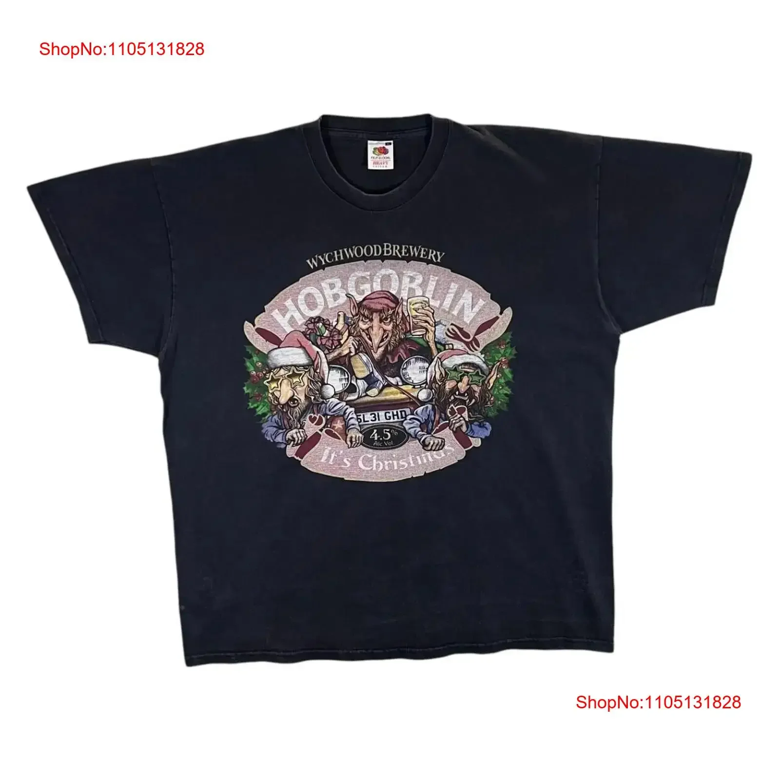 HOBGOBLIN Dispensador De Travessura Festiva Wychwood Cervejaria Cerveja Camiseta Preta XL vintage Lavado Macio Elegante streetwear Ligeiramente