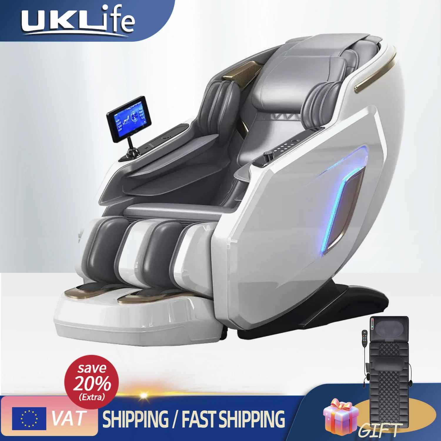 

6 Heads 4D Massage Chair with AI Voice, Zero Gravity, Heating, SL Track, Thai Stretch - Full Body Electric Recliner for Home