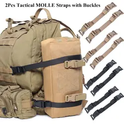 2 Stuks Molle Bandjes Met Gesp Clips Compressiebanden Voor Versnelling Rugzak Accessoire Riem Bagageriemen Gereedschap