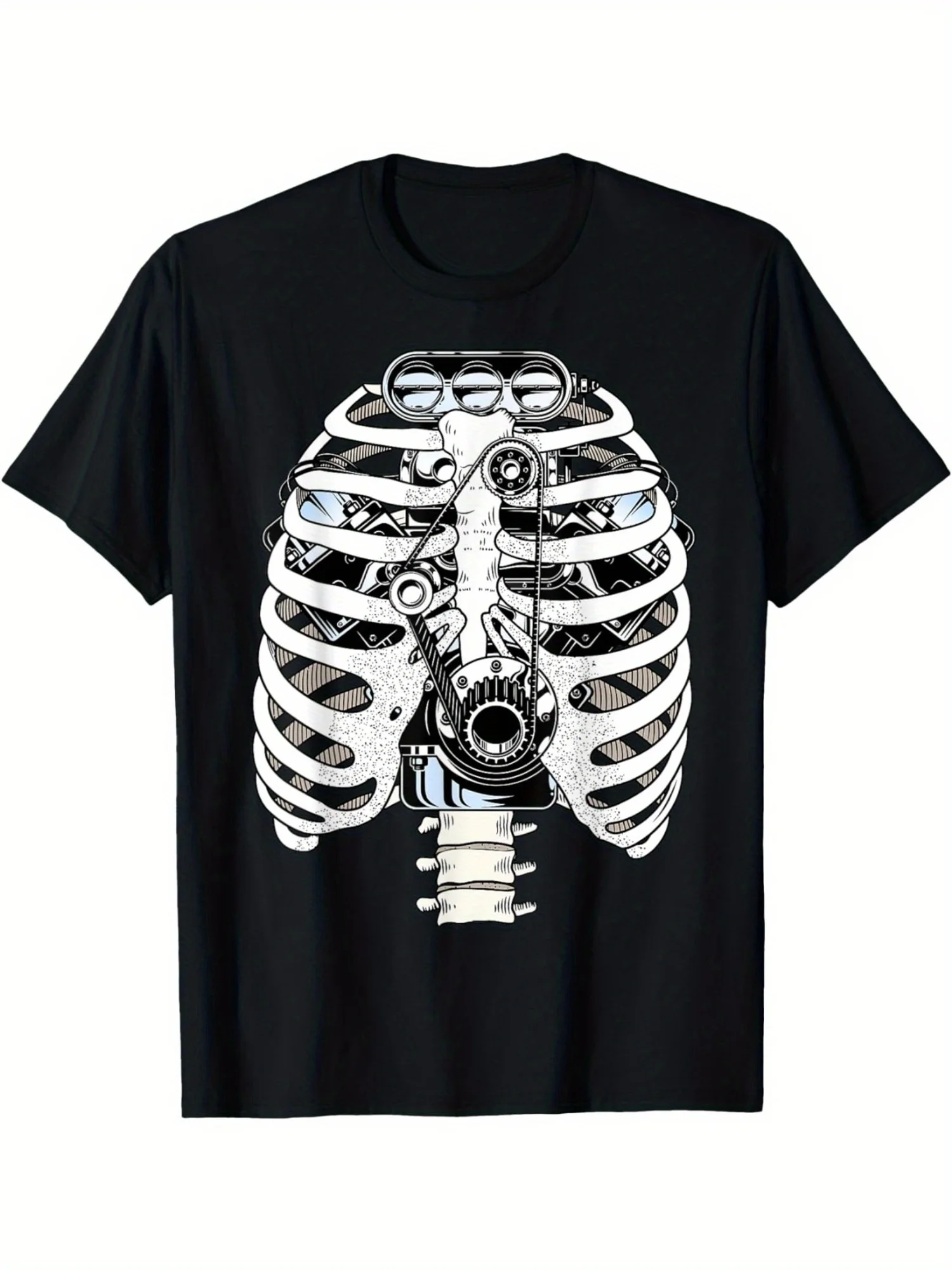 Funny Cardiac Power Engine Sternum Graphic T-Shirt 100% Cotton O-Neck Short Sleeve Summer Casual Mens T-shirt Streetwear