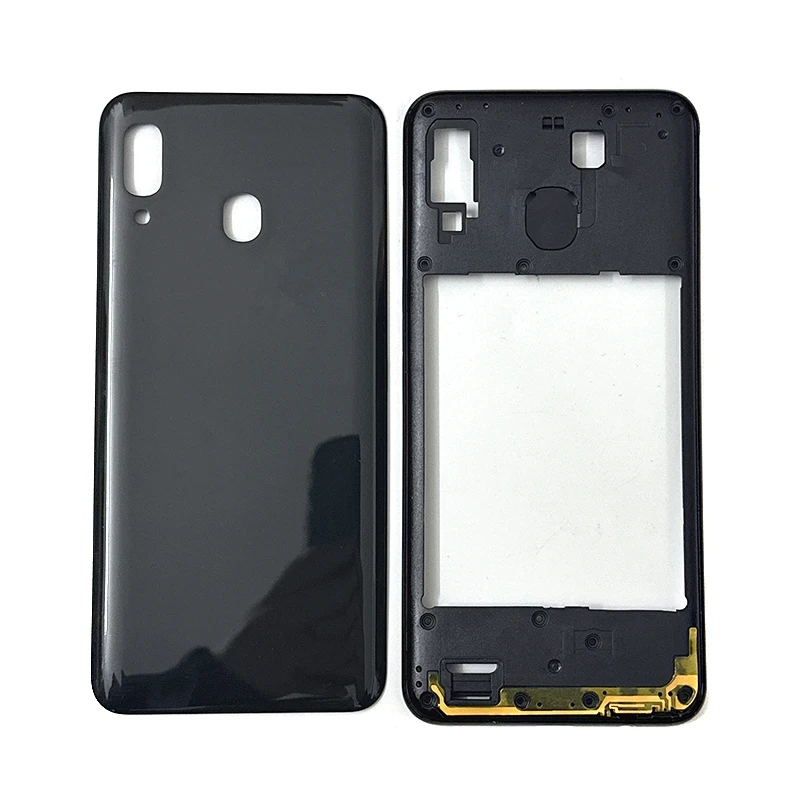 For Samsung Galaxy A20 A205 SM-A205F A205DS Housing Middle Frame+Battery Back Cover Rear Cover With Camera Lens Repair parts