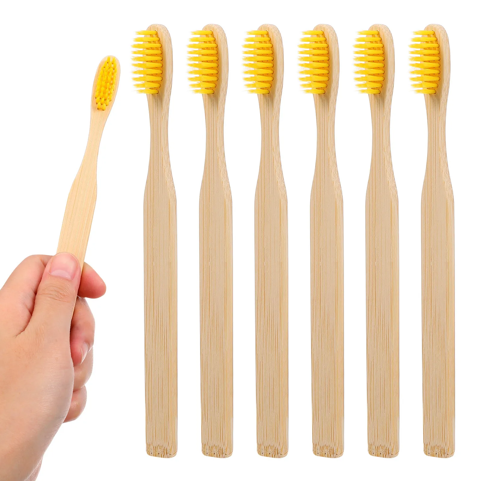 8Pcs Bamboo Toothbrush Set Antibacterial Biodegradable Eco Friendly Ergonomic Handle for Sensitive Gums Brightens Teeth