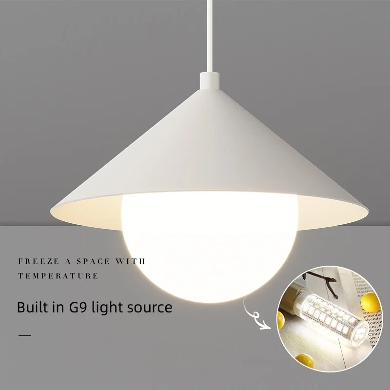 Nordic Cone-shaped Modern Black White Pendant Light Simple Bedroom Headboard Dining Table Study Home Indoor Lighting Fixtures