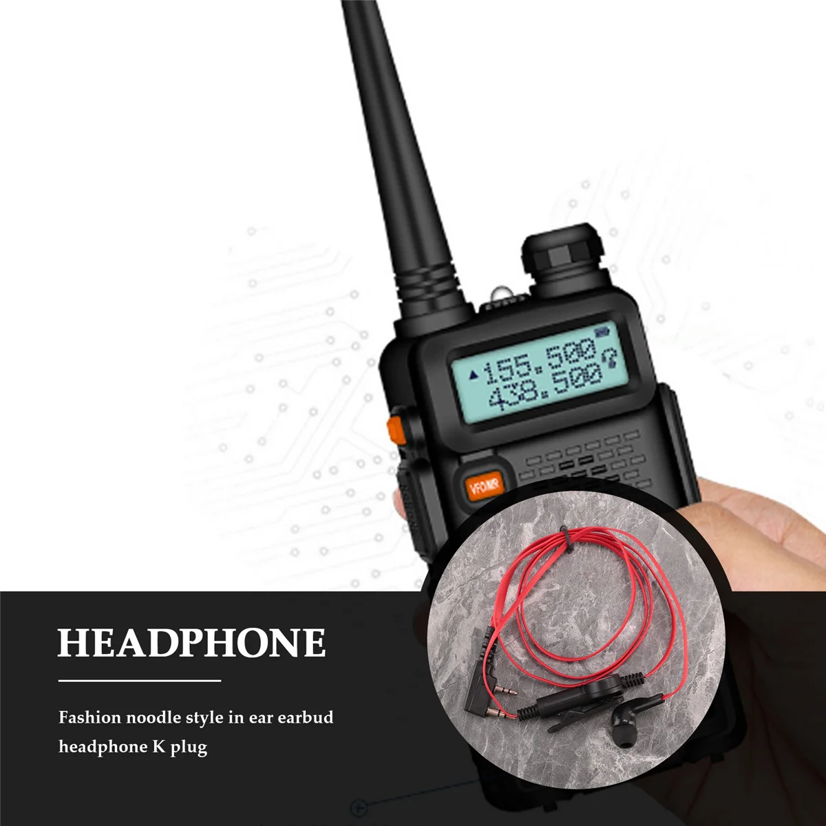 Auriculares de estilo Noodle para Baofeng, audífonos de 2 pines, con enchufe K, con cable rojo para Radio Baofeng Uv5R Bf-888S Uv5R