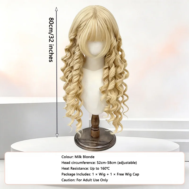 Light Blonde Long Curly Wig Spiral Ringlet Curls Heat Resistant Synthetic Hair for Women Cosplay Lolita Halloween Party Daily