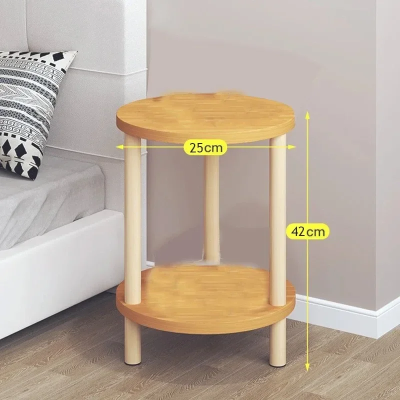 Wooden Modern Round Square Bedside Table Double-Layer Nightstand Home Office Bedroom Living Room Sofa Side Table Coffee Table image 6