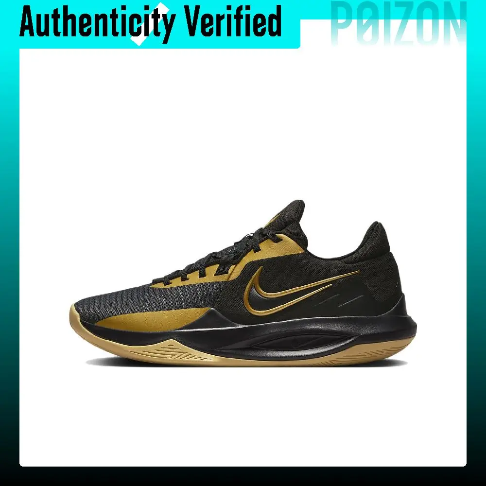 Nike Precision 6 Precision 6 Cushioning Slip Resistant Abrasion Resistant Low top Basketball Shoes Unisex Black Gold DD9535-005